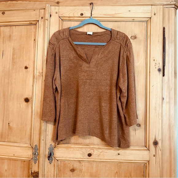 Poetry Women’s Linen Tunic Top Size 14 Brown - Picture 1 of 6
